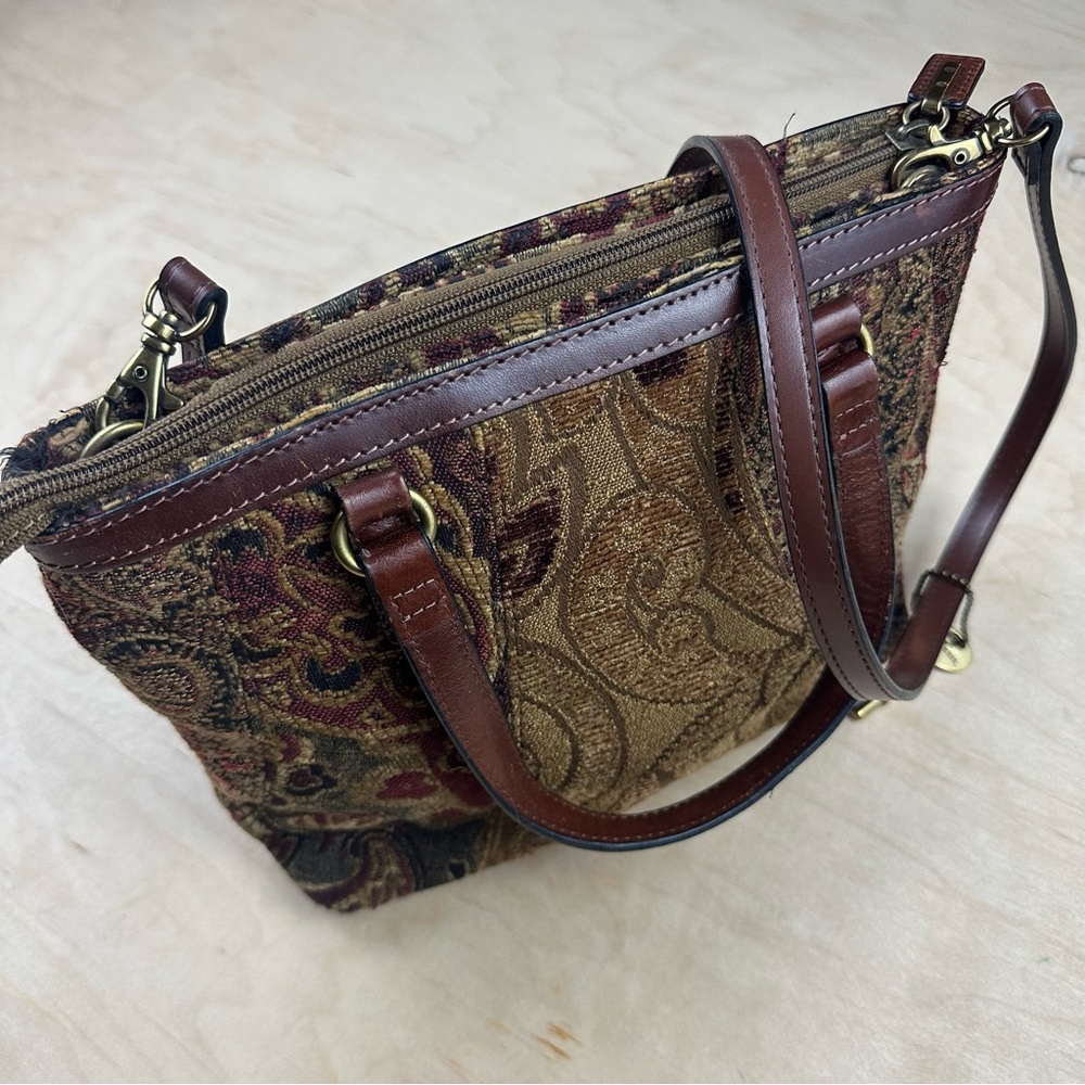 Fossil tapestry handbag